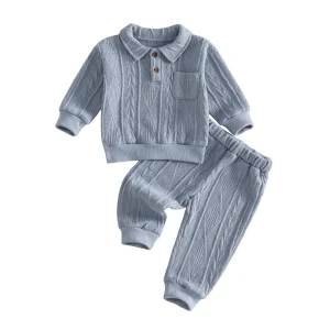 Toddler Solid Long Sleeve Fall Outfit With Pants