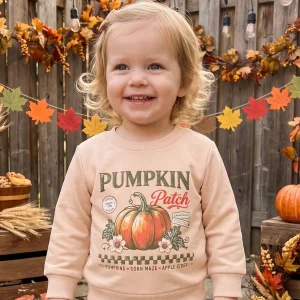 Girl's Pumpkin Print Long Sleeve Top