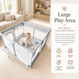 47X47X27 Inch Grey Baby Playpen