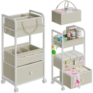 3 Tier Rolling Nursery Storage Cart