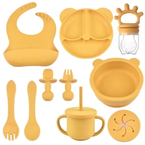 9PCS/Set BPA Free Silicone Baby Feeding Set